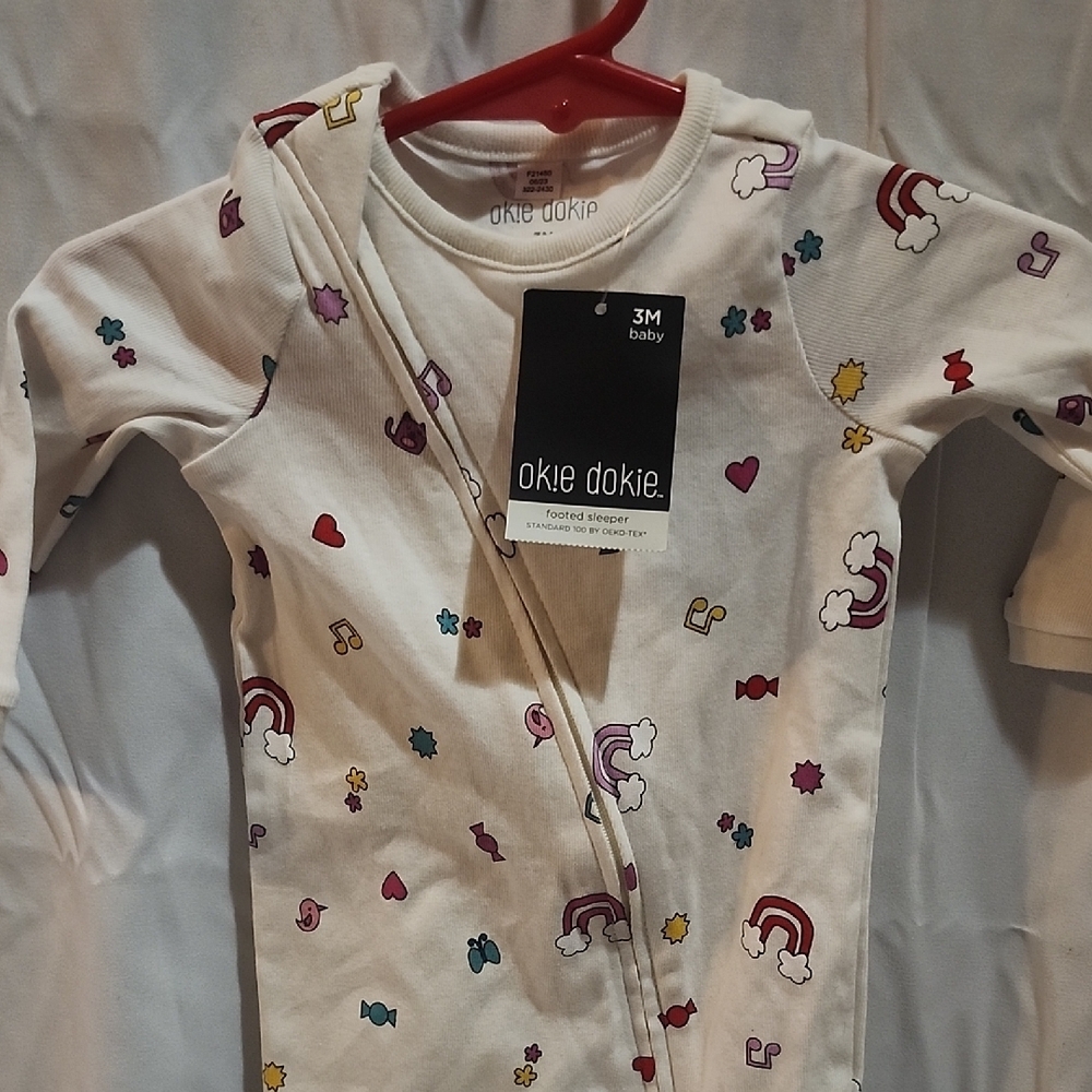 Okie Dokie Kids One Piece - White with Multicolor Print